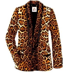 Juicy Couture tuxedo leopard cheetah animal print blazer S 2 XS